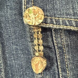 Vintage Dangling Pear Shape Rhinestone Brooch Lapel Pin